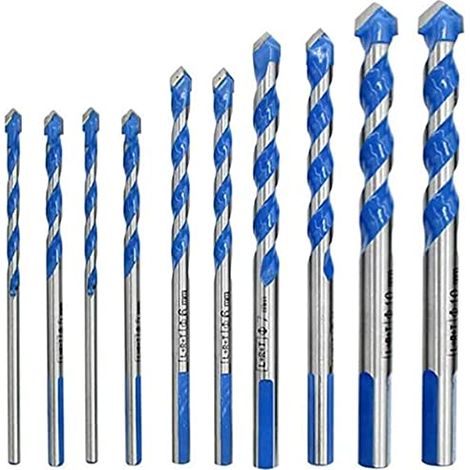 10 Pcs Foret, Foret De Maçonnerie En Carbure De Tungstène Set Pour Métal Acier, Tuile De Céramique Porcelaine, Béton, Brique, Plastique Et Bois - 6/8/10 / 12mm