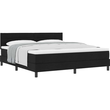 Maison Exclusive - Lit à ressorts avec tête de lit Noir 180 x 200 cm tissu (1/5)