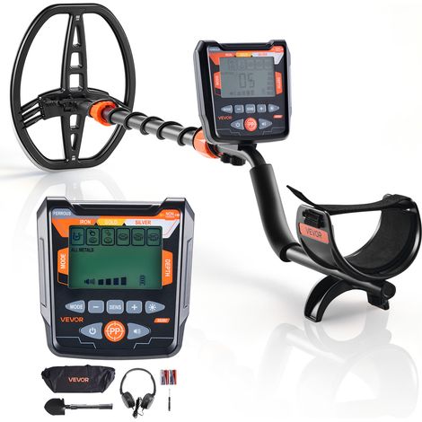 VEVOR Metal Detector per Adulti Kit Rilevatore deOro Bobina di Ricerca Impermeabile IP68 con Display 5 Modalita, Lunghezza Regolabile Profondita di Rilevamento 254 mm per Caccia Giardino Spiaggia