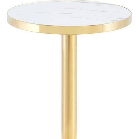 Table d'appoint ronde moderne en MDF effet marbre blanc et or, 60 x 60 x 74 cm (1/5)