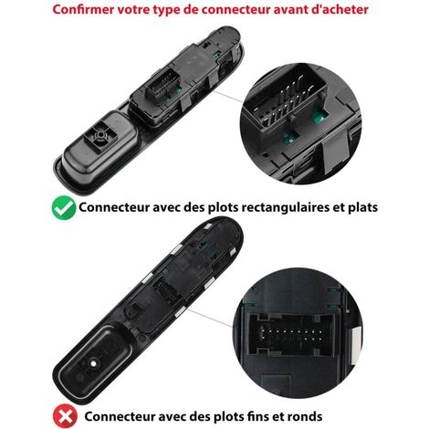 Aougo – Lève-vitre électrique avant gauche 6554.QC – Interrupteur pour Peugeot 207 et Citroën C3 – 13 broches – Montage facile