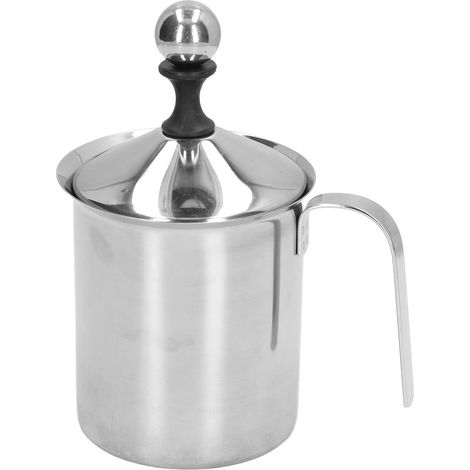 800 ml doppelwandiger Milchaufschäumer aus Edelstahl, Milchbesen für japanischen Cappuccino, manueller Milchaufschäumer (1/5)