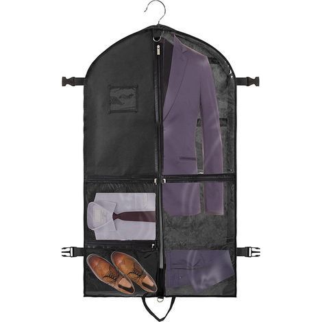 100 x 60 cm Custodia per abiti di alta qualità - Pieghevole - Con 4 tasche - Maniglia per il trasporto e fibbie - Custodia per abiti da uomo - Cappotto - Custodia per abiti (1/5)