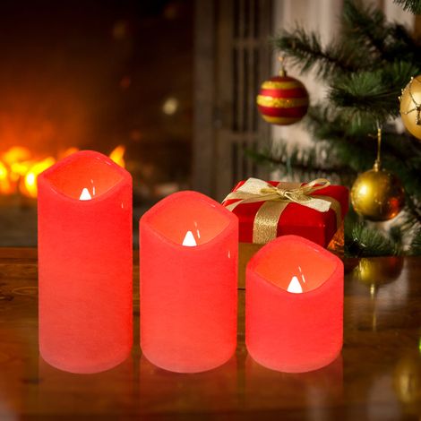 Lot de 3 bougies LED sans flamme avec télécommande, veilleuse, bougies chauffe-plat LED à piles, décoration pour anniversaire ou mariage (1/5)