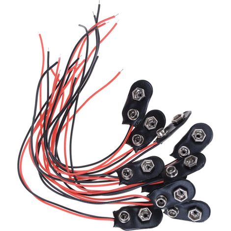 10pcs 9V Bornes de Batterie 9 Volts I-Type Snap-on Batterie Boucle Cuir Snap on Batterie Plug Cable 15cm (I-Type) (1/5)