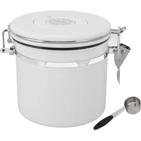 Boîte de Rangement Alimentaire 1,2L en Acier Inoxydable - Récipient Hermétique pour Café, Cuisine Blanche (1/5)