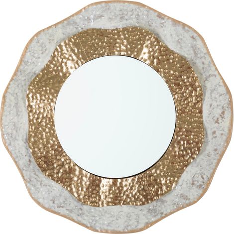 Specchio da Muro Shai Light Ø54,5x4,5 cm in Ferro e MDF Oro e Crema (1/5)