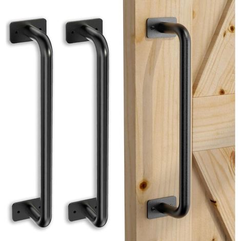 Lntyq Lot de 2 poignées de porte coulissante - 22 cm - Noir - Style simple avec forme d'angle ronde - Pour porte coulissante, porte de jardin, armoire, salle de bain