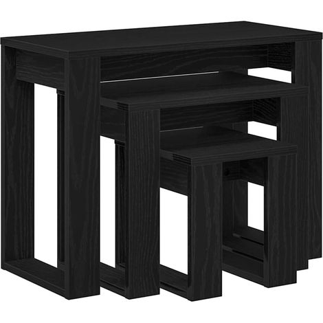 Maison Exclusive - Mesas Nido 3 pcs Roble Negro Madera contrachap