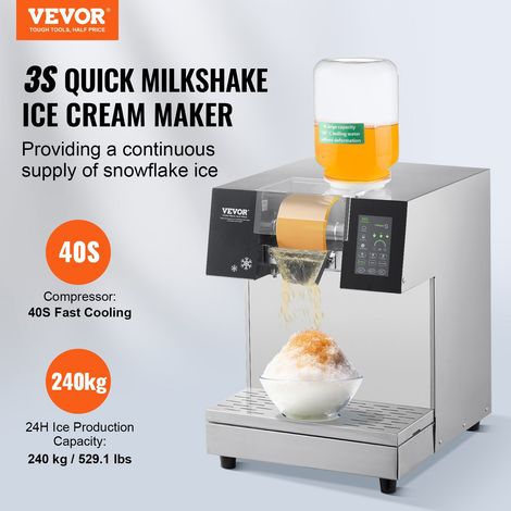 Máquina de hielo en escamas VEVOR, 180 kg/24 h, acero inoxidable, eléctrica, sistema de refrigeración líquida, para helados, 240 kg/24 h (1/5)