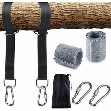 Arbre Swing Sangles Accessoire de Balançoire,1 paire Fixation pour Balançoire Sangles de Hamac avec 2 mousquetons à crochet en D et 2 coussins de protection pour arbres,Supporte Jusqu'à 1700 (1/5)
