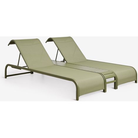 Set de 2 tumbonas reclinables y mesa auxiliar en acero Marietta SKLUM       