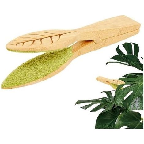CSPARKV Leaf Cleaning Tongs Pince de nettoyage pour feuilles avec manche en bois et peluches, outil polyvalent pour l'entretien des plantes, pince à feuilles double face efficace pour l'intér (1/4)