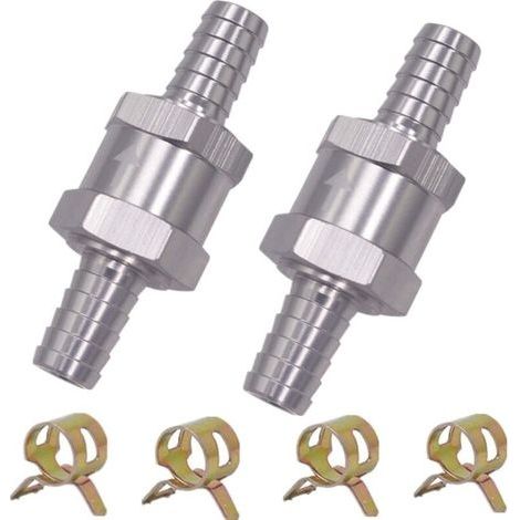 2 Pièces Clapet Anti-Retour 6MM Valve de Carburant en Alliage d'Aluminium Non Retour Clapet Anti-Retour pour Essence Diesel Carburateur Systèmes de Carburant à Basse Pression (6MM) (1/4)