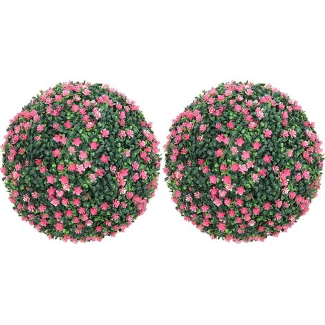 Set of Two Artificial Boxwood Balls Plants - Pink (1/5)