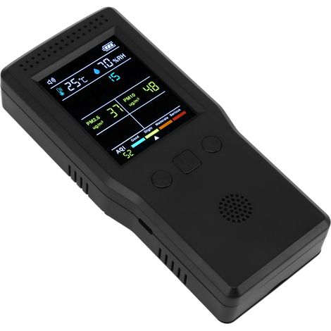 Moniteur de qualité de l'air 9 en 1, testeur HCHO portable multifonction haute précision pour chambre de bébé et hôpital, noir