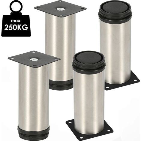 Randaco 4X 20CM Muebles Piernas Acero Inoxidable Sofá Pierna Soporte Ajustable Armario Pierna Sofá Piernas Piernas Cama