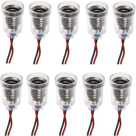 Lot de 10 Douilles E10 avec Câble 20cm – Supporte LED Max 30W – Idéal pour Expériences et Projets DIY (1/5)