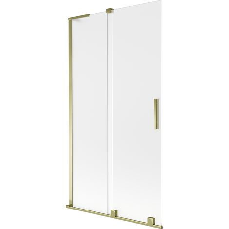 Mexen Velar L Badewannenwand 2-flügelig, verschiebbar 100 x 150 cm, mattiert, gold - 896-100-003-31-50 (1/5)