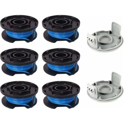 8 Pièces Bobine de Rechange pour Débroussailleuse,Compatible Avec Ryobi One + AC14RL3A-18V 24V 40V,Coupe-fil Sans Fil Line 11ft,6 Bobines + 2 Capuchons de Coupe,DEBUNS
