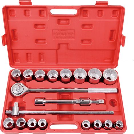 Jeu de douilles 3/4" - Jeu d'outils à cliquet - 16 clés à douille - Coffret à cliquet - Pour les ateliers de bricolage, les usines automobiles, les usines de moteurs