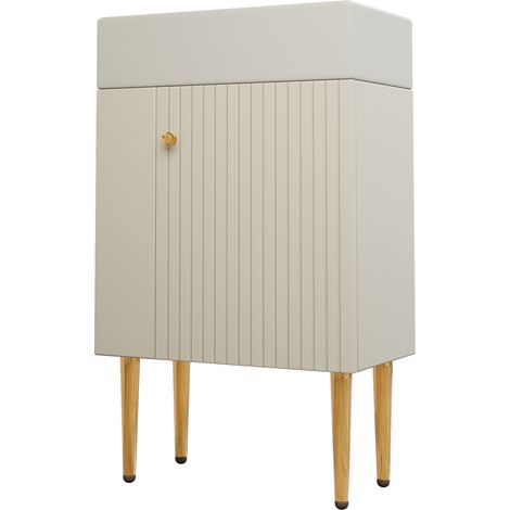 Mueble de baño con lavabo cerámico y armario 55 cm de MDF blanco HOMVRA (1/5)
