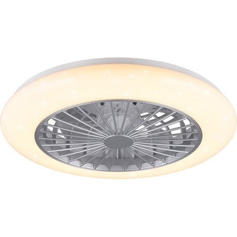 Plafonnier ventilateur LED 30W 50cm – Éclairage dimmable 2700K à 6500K – Télécommande 3 vitesses – Finition titane moderne – Reality Leuchten (1/8)