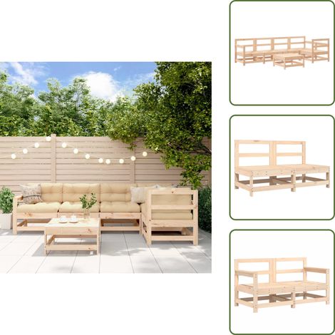 The Living Store 6-tlg. Garten-Lounge-Set Massivholz Kiefer - Gartensessel - Gartenloungeseset - Rattan Möbel - Kiefernholzmöbel - Outdoor Furniture (1/5)