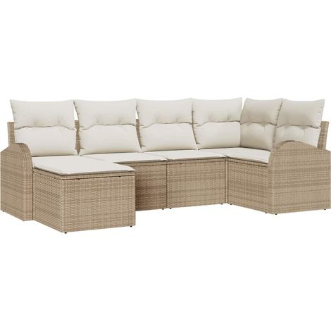 Maison Exclusive - Sofa Set mit Kissen 6 pcs Beige und Weiß Poly-