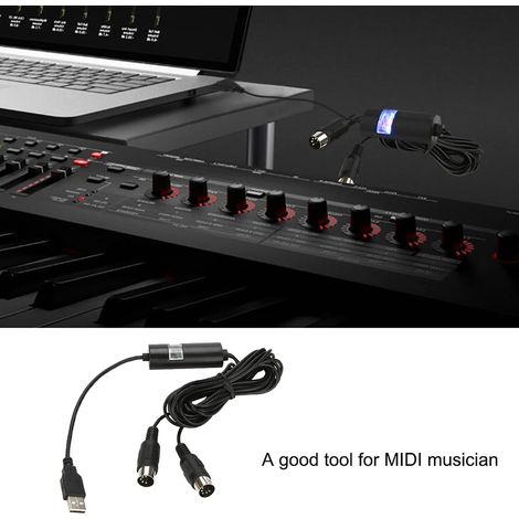 Câble convertisseur MIDI universel vers USB entrée/sortie avec indicateur LED, accessoire de musique électronique (1/5)