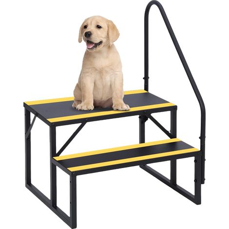 Escalier extérieur antidérapant pour camping-car, 2 marches larges, 180 kg, main courante robuste, Usage intérieur/extérieur
