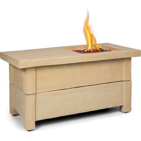 Blumfeldt Corinth Gas-Feuerstelle, Heizstrahler & Feuerstellen 40.000BTU/13kW, Feuerstelle mit Abdeckung, Heizstrahler Gas, Edelstahlbrenner , beige