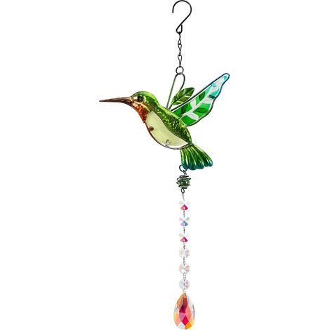 Crystal Window Suncatcher Cute Green Hummingbird Prisms Chandelier for Home Garden Office Car Pendant Wedding (1/5)