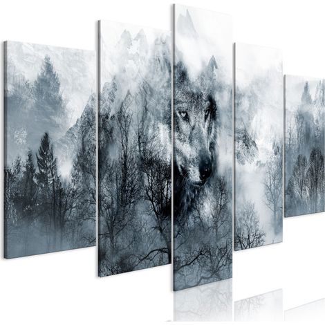 Tableau Imprimé 5 Panneaux "Mountain Predator Wide" 50 x 100 cm (1/2)