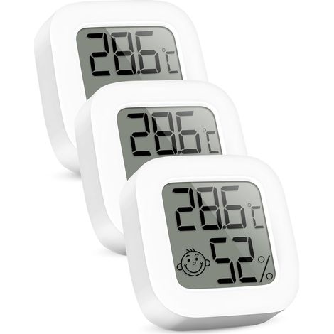 Mini Thermomètre Numérique LCD - Thermomètre et Hygromètre d'Intérieur, Thermo-Hygromètre, Humidomètre pour Chambre de Bébé, Salon, Bureau, Serre, Cave à Vin, 3 Pack (1/5)
