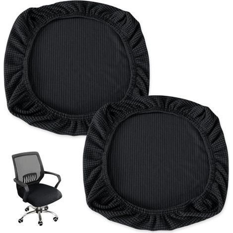 2 Pièces Housse Tabouret Rond,Housse de Chaise Extensible,Housse de Coussin de Chaise de Salle à Manger,Housse de Tabouret Pivotant de Bar,Protege Siege Bureau,Housse Assise Chaise Lavable (1/4)