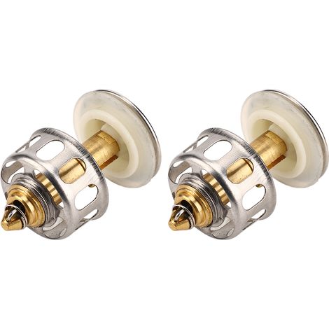 Juego de grifo para lavabo de baño - 2 piezas - Tapón de desagüe universal de acero inoxidable antiobstrucción con filtro de cesta y resorte de alta resistencia (1/5)