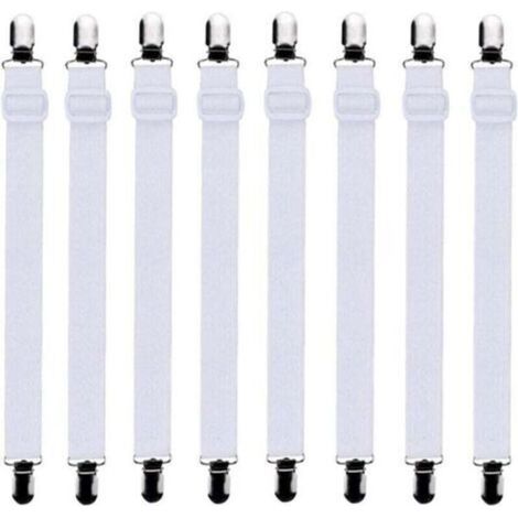 8Pcs (60cm à 200cm) Tendeur Drap Housse Lit Drap Réglable,Tendeurs de Maintien,Convient à Tous Lits et Matelas,Blanc