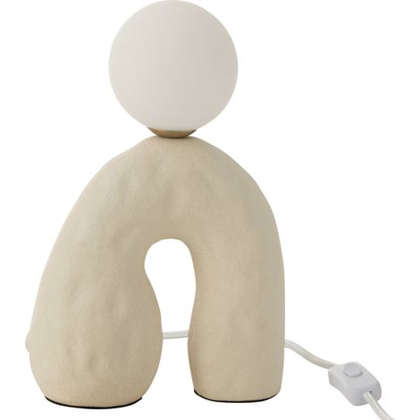 Lampe sur pied globe en verre et pierre beige design sculptural - Beige pierre naturelle (1/3)