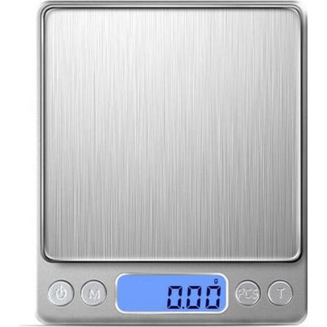 High-Precision Electronic Kitchen Scale 2000g/1g with Backlit LCD Screen, 6 Units and Tare Function, Stainless Steel, Smart Digital, Multifunctional Food Scale