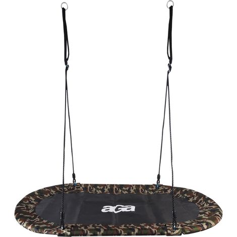 Aga Nestschaukel 150 x 79 cm, Ovale Hängeschaukel, Schaukel verstellbar Garten-Schaukel 150 Kg belastbar, Hängeschaukel für Kinder und Erwachsene, Camouflage