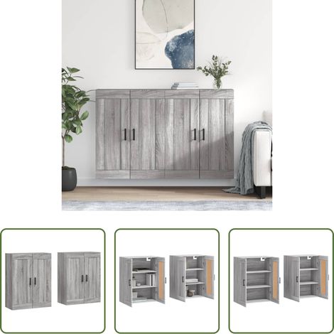 Holzwerkstoff - Wandschränke 2 Stk. Grau Sonoma Holzwerkstoff (1/5)
