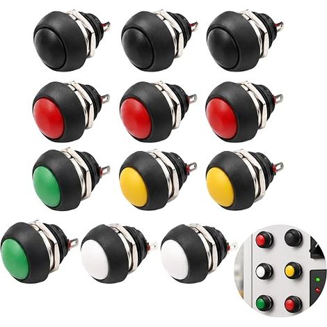 Momentary Control 12mm Push Button Switch for Electrical Panel Reset Temporary Signal DIY Projects (1/5)