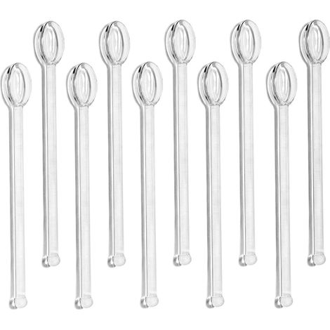 10 cuillères en verre transparent, cuillères à café en verre résistant à la chaleur, mini cuillères à café de 14,7 cm, pour boissons froides, yaourts, cocktails, desserts, glaces et en-cas. (1/5)
