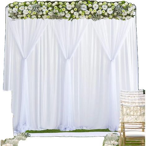 Tenda di sfondo, elegante seta bianca, disponibile in varie misure, bianca, 3x3 m