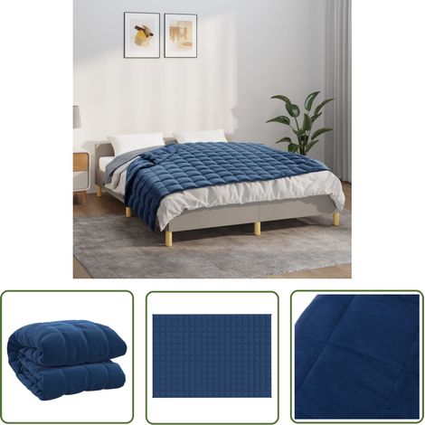 The Living Store Couverture lestée Bleu 137x200 cm 6 kg Tissu - Couverture Lestée - Couverture Poids - Literie - Sommeil Profond - Relaxation (1/5)