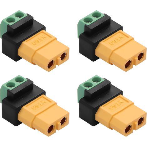 4 PCS XT60 à 2 Broches sans Soudure Adaptateur de borne à vis XT60 Femme à 2 Broches sans Soudure Connecteur de borne à vis pour chargeurs équilibrés B6, Drones, Batteries au Lithium, etc (1/5)