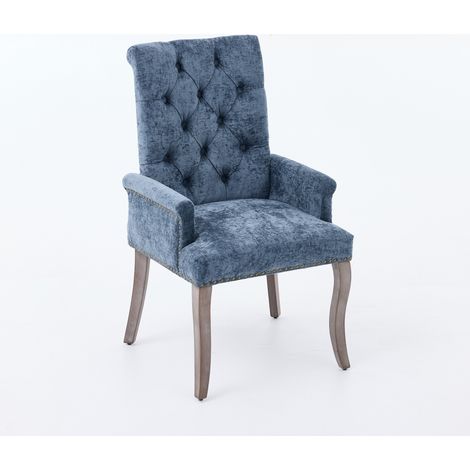 GagaChaise de salle à manger en chenille bleue DE1895BL (1/5)
