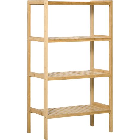 Étagère de rangement, étagère en bambou à 4 niveaux, bibliothèque pour salon, chambre et bureau,62 x 33 x 112 cm, bois naturel - finition soignée européenne (1/5)