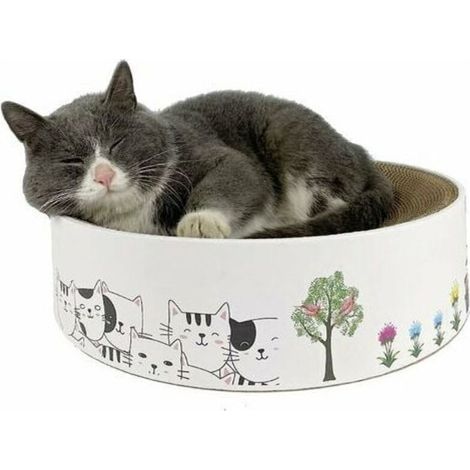Grattoir pour chats en carton ondulé recyclé – Lot de 2 grattoirs circulaires haute densité, multi-fonctionnel (griffage, jeu, détente), idéal pour protéger vos meubles – Conçu pour chats de toutes ta